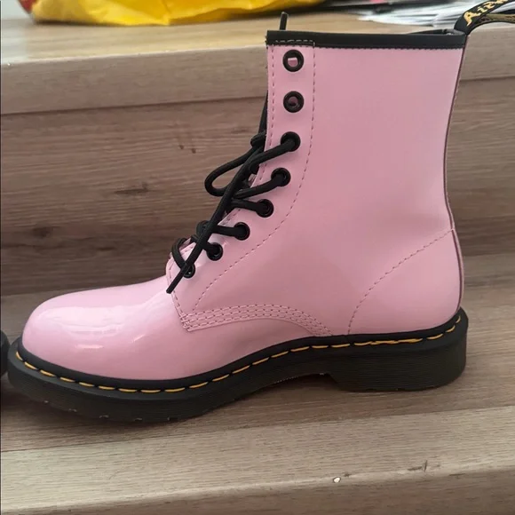 Dr. Martens Pink Patent Leather Combat Boots, New/Never Worn / without box. - Picture 4 of 8